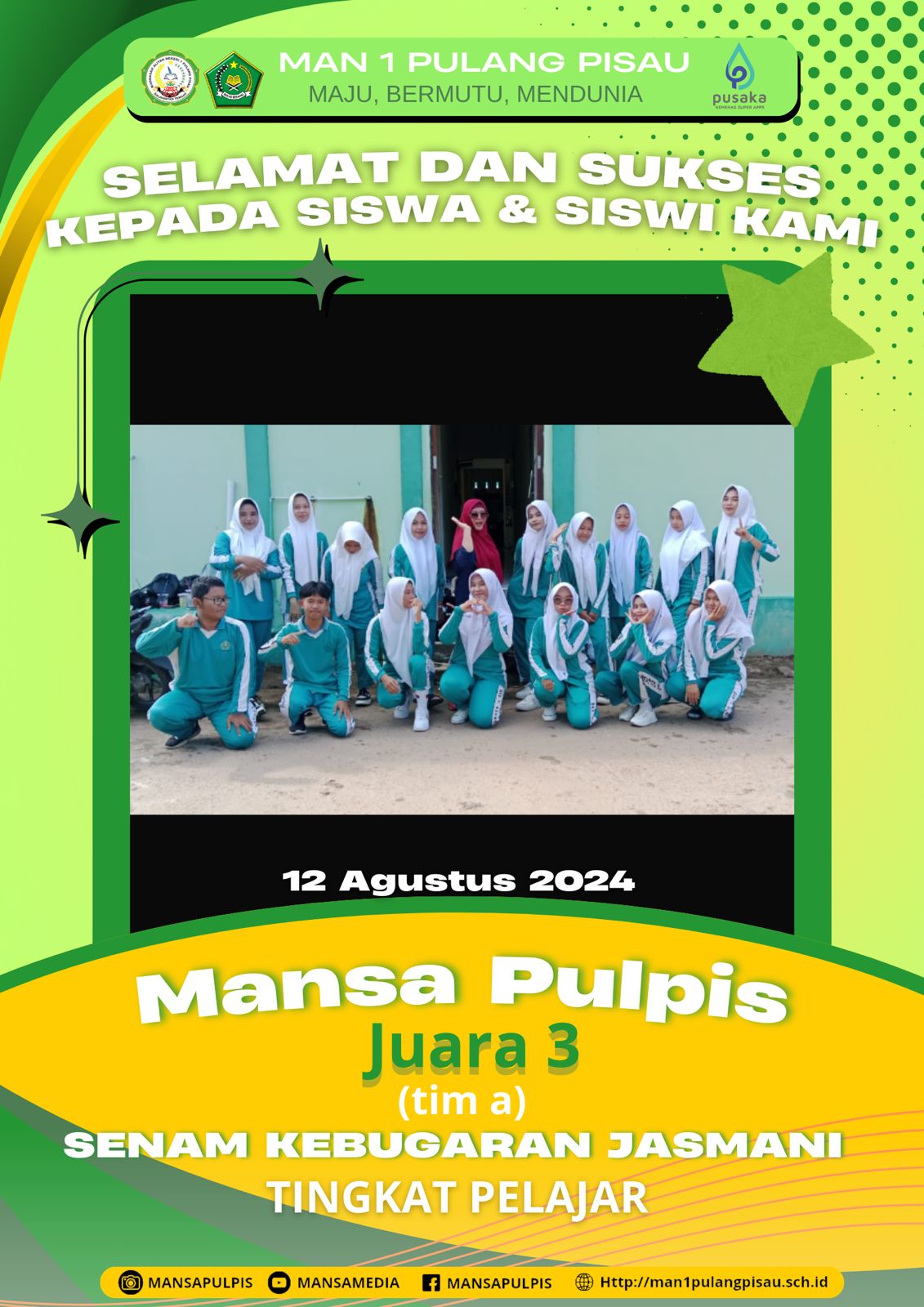 TIM SENAM MAN 1 Pulang Pisau Plus Keterampilan Berhasil Meraih Juara 3